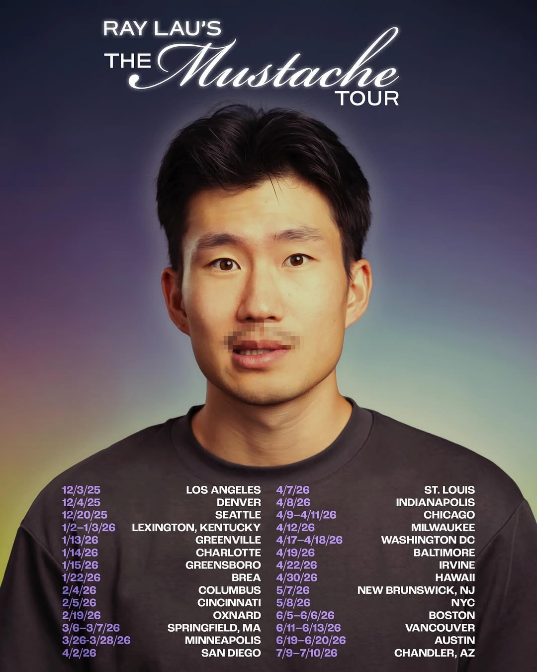 Ray Lau The Mustache Tour Poster 2026